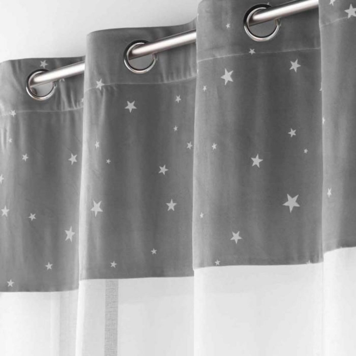 Paris Prix Rideau Voilage Phosphorescent  Moonlight  140x280cm Gris