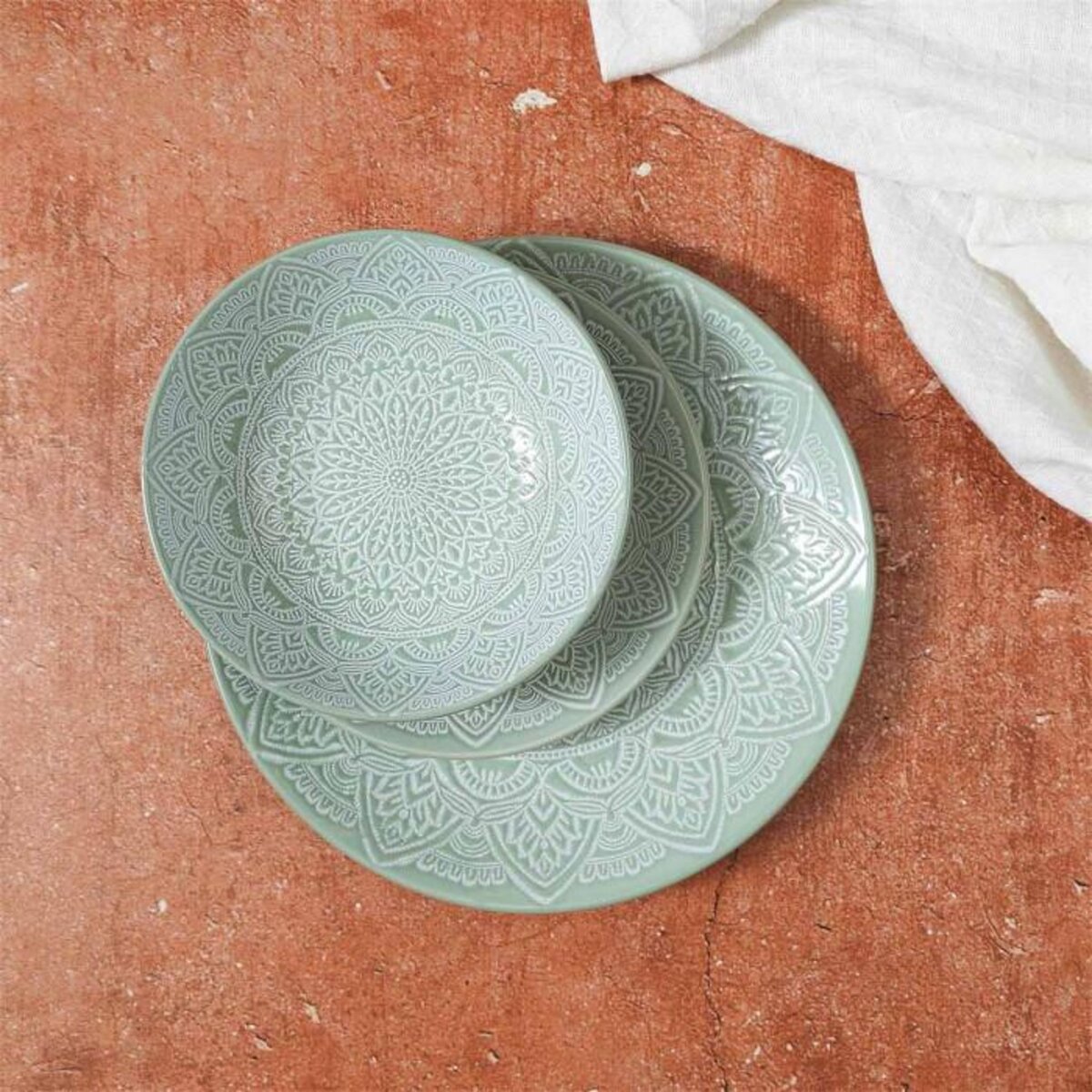 Paris Prix Lot de 6 Assiettes Creuses  Sahara  18cm Vert