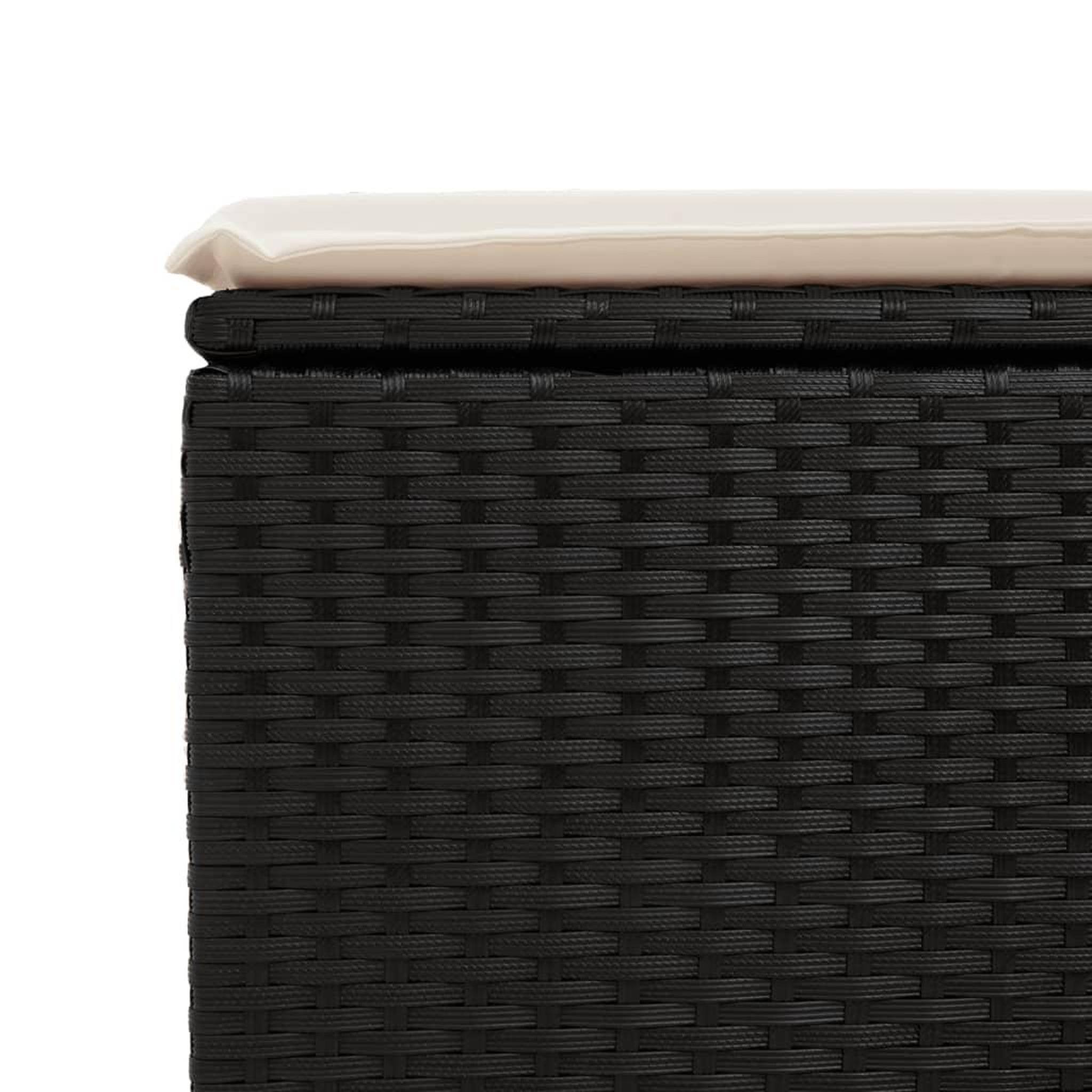 Voir la diapositive 5 : VIDAXL Tabouret de jardin avec coussin noir 55x55x37 cm resine tressee