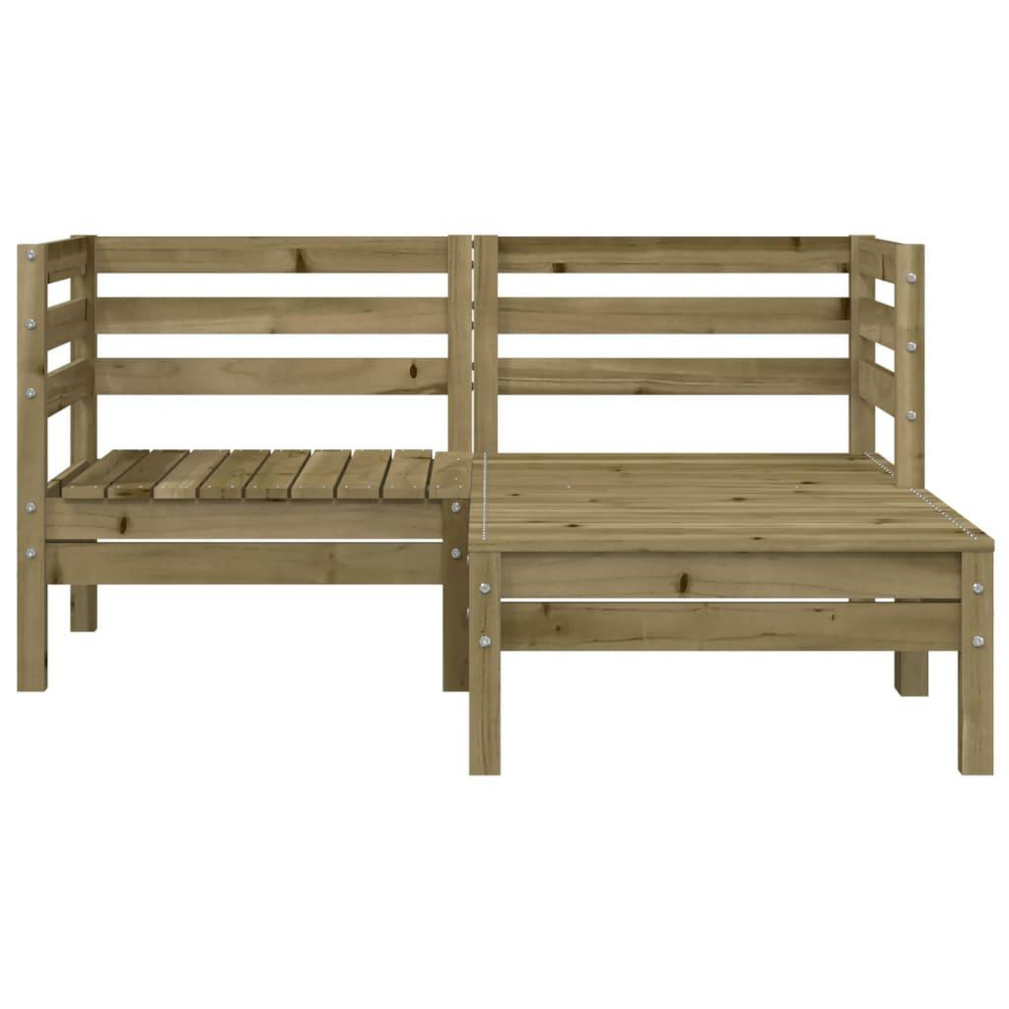 Voir la diapositive 4 : VIDAXL Canape de jardin 2 places avec repose-pieds bois pin impregne