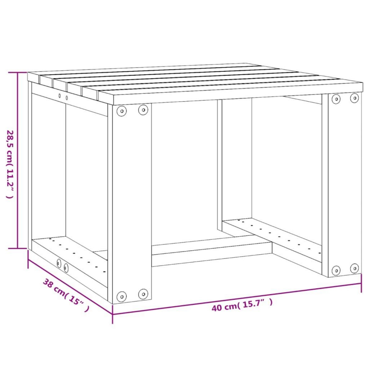 VIDAXL Table d'appoint de jardin noir 40x38x28,5 cm bois massif de pin