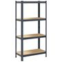 Voir la diapositive 2 : VIDAXL Etagere de rangement 4 niveaux Anthracite Acier bois ingenierie