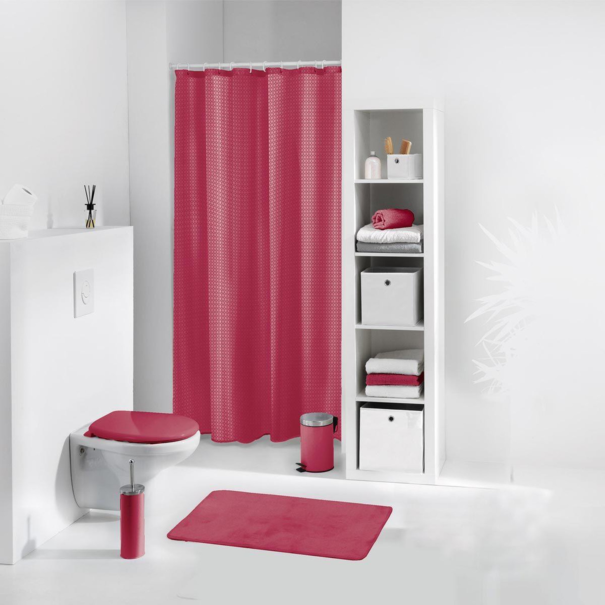 Douceur d'Intérieur Rideau de douche  quartz  180x200cm framboise