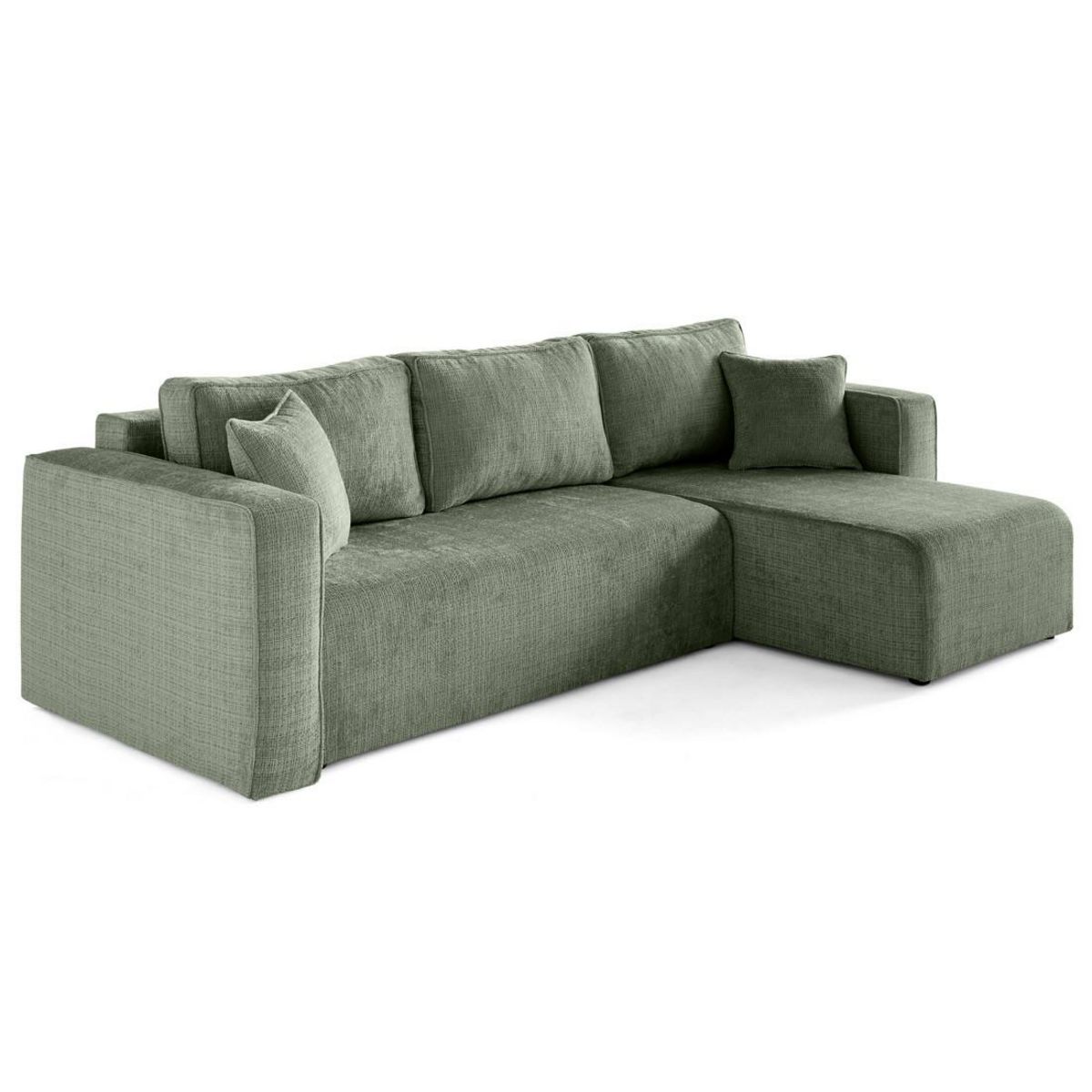 BEST MOBILIER Topaze - canapé d'angle déhoussable réversible 4 places en velours texturé