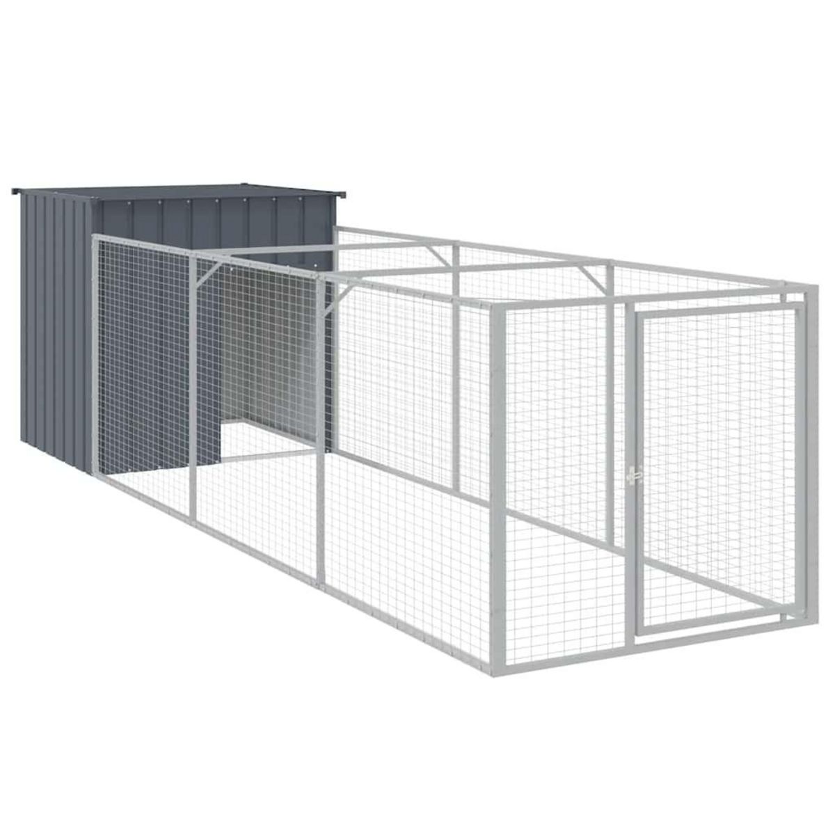VIDAXL Niche pour chien avec cour anthracite 110x405x110 cm