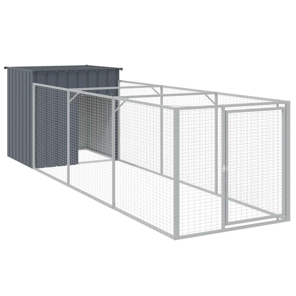 VIDAXL Niche pour chien avec cour anthracite 110x405x110 cm