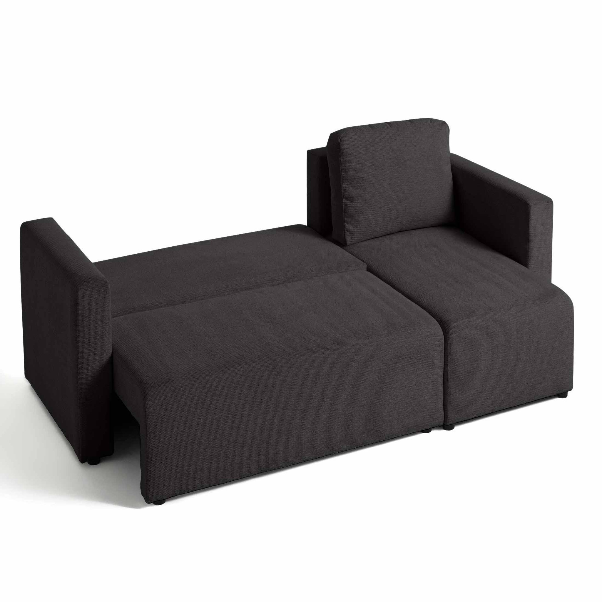 Voir la diapositive 4 : BEST MOBILIER Canopy - canapé d'angle réversible - 4 places - convertible avec coffre - en tissu texturé