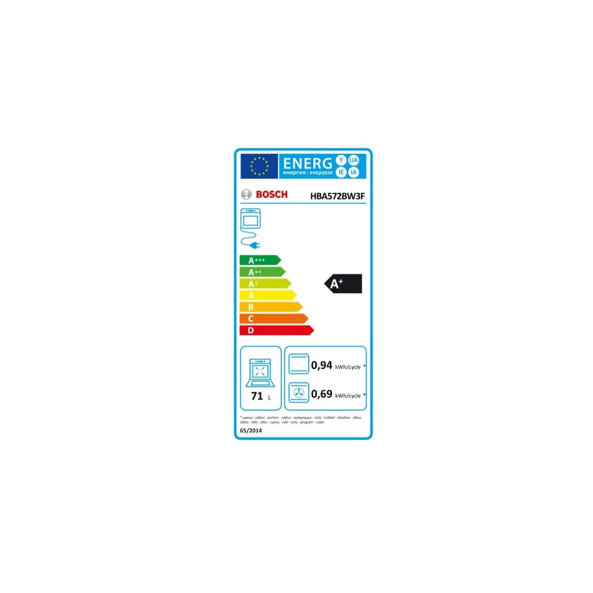 Voir la diapositive 2 : BOSCH Four intégrable multifonction 71l 60cm pyrolyse blanc - hba572bw3f