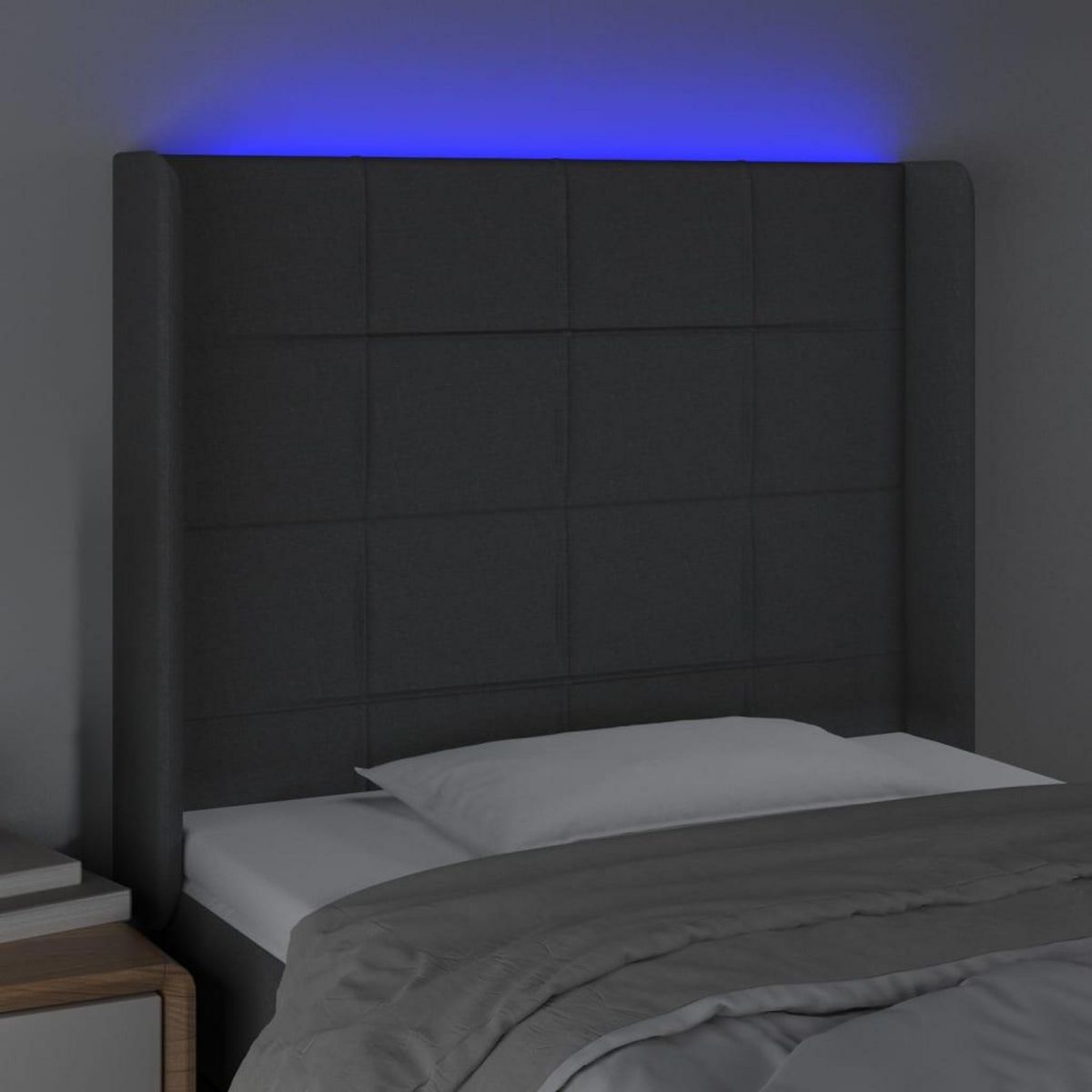 VIDAXL Tete de lit a LED Gris fonce 103x16x118/128 cm Tissu