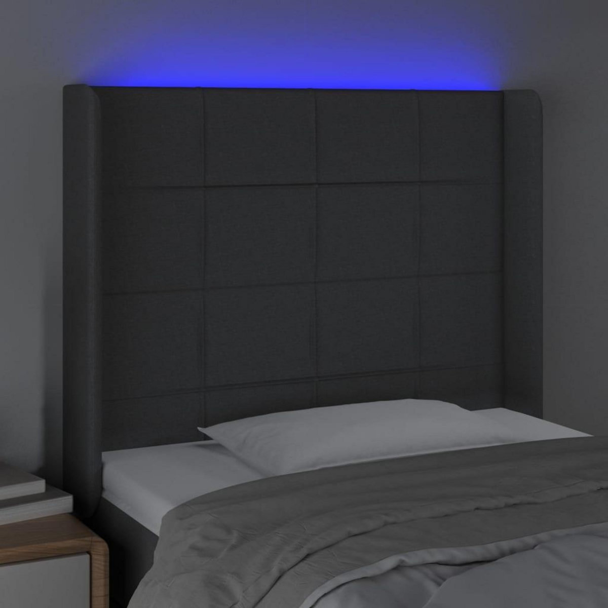 VIDAXL Tete de lit a LED Gris fonce 103x16x118/128 cm Tissu