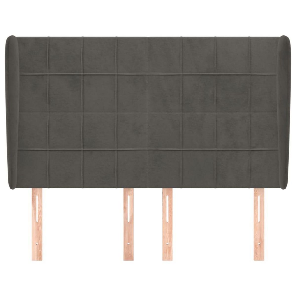 VIDAXL Tete de lit avec oreilles Gris fonce 147x23x118/128 cm Velours