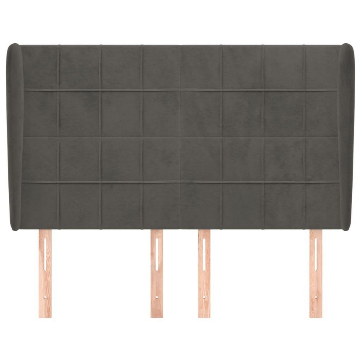 VIDAXL Tete de lit avec oreilles Gris fonce 147x23x118/128 cm Velours