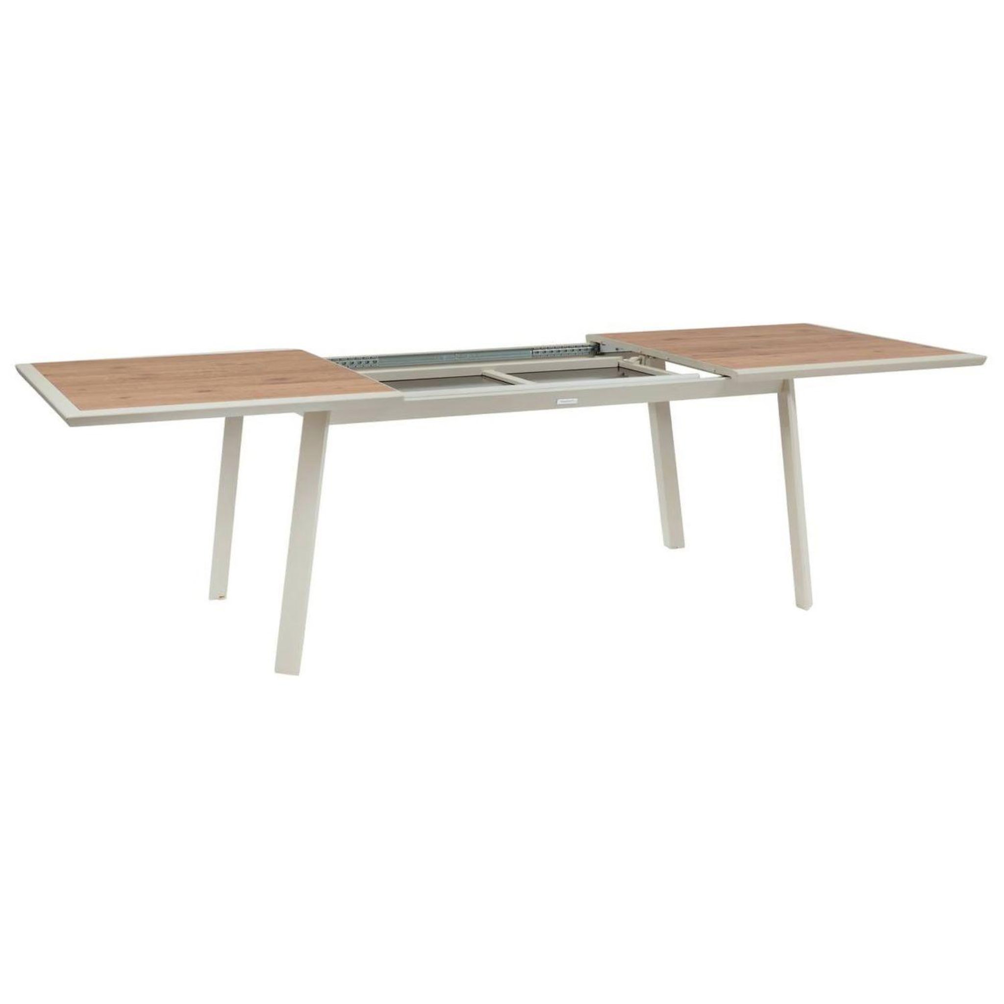 Voir la diapositive 4 : HESPERIDE Table de jardin extensible en aluminium effet bois 10 places PAVANE