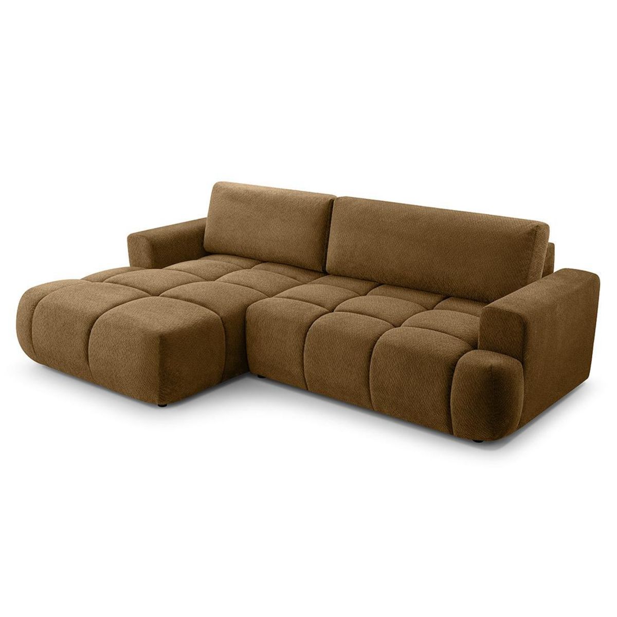 BEST MOBILIER Leonie - canapé d'angle gauche 4 places convertible avec coffre en velours texturé