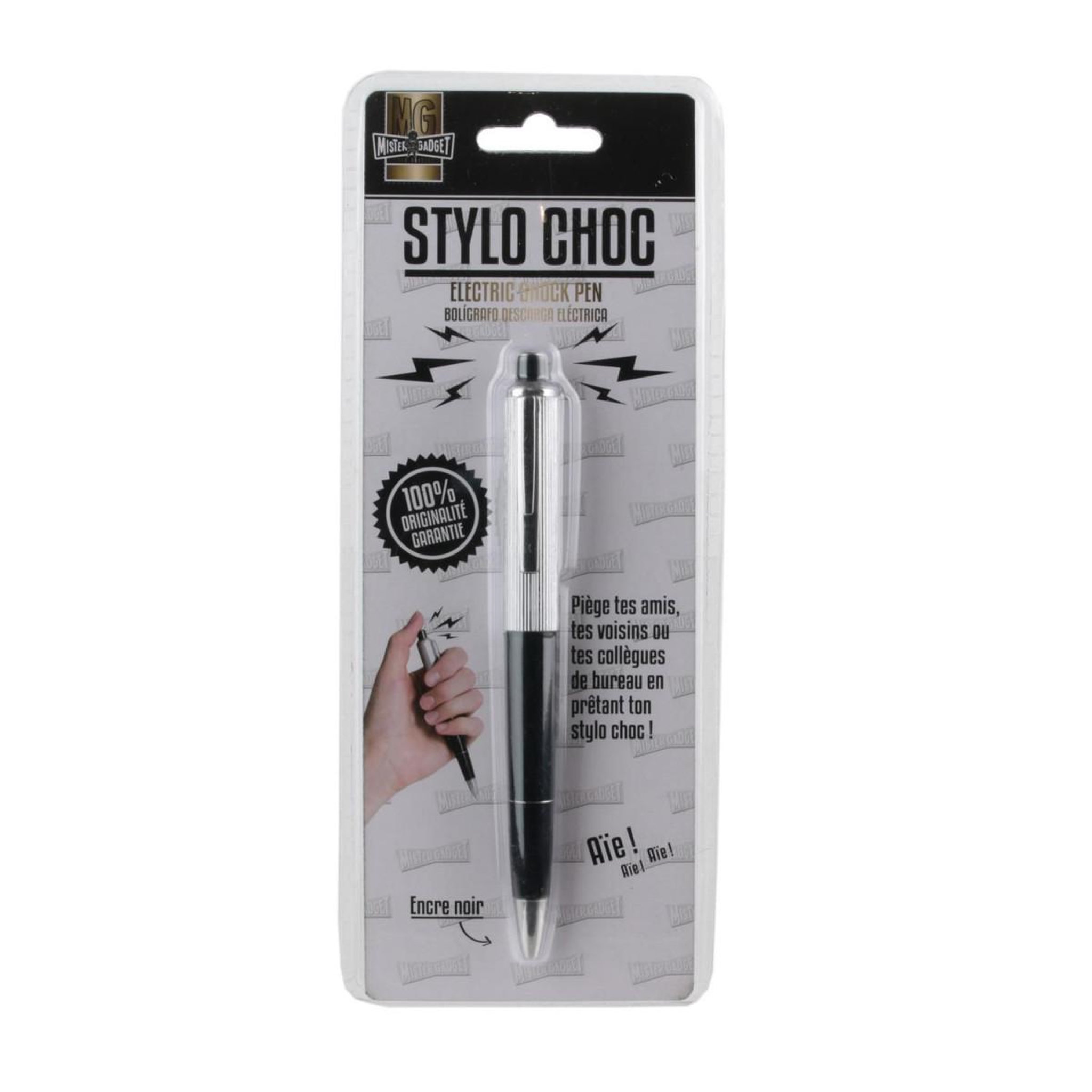 Voir la diapositive 3 : MISTER GADGET Stylo  choc électrique  14cm noir & argent