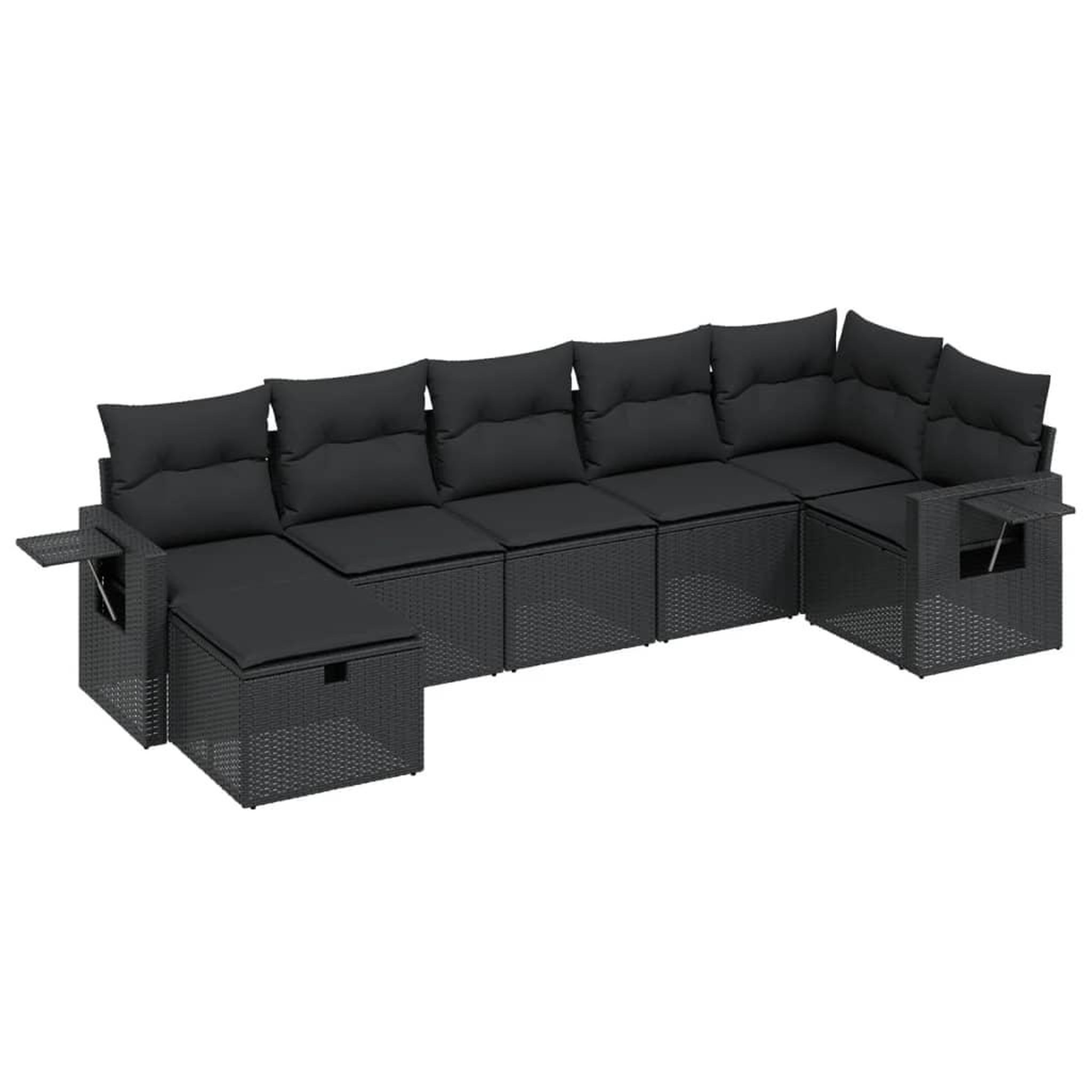 Voir la diapositive 2 : VIDAXL Salon de jardin 7 pcs avec coussins noir resine tressee