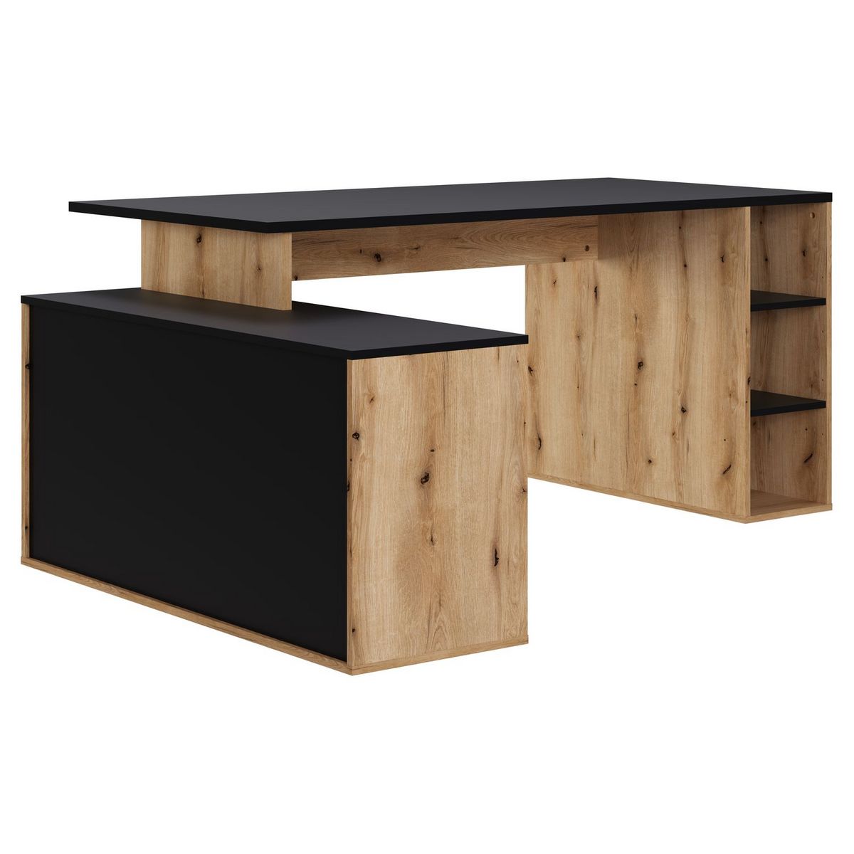 Bureau d'angle 3 tiroirs et rangements L183cm ESTEBAN