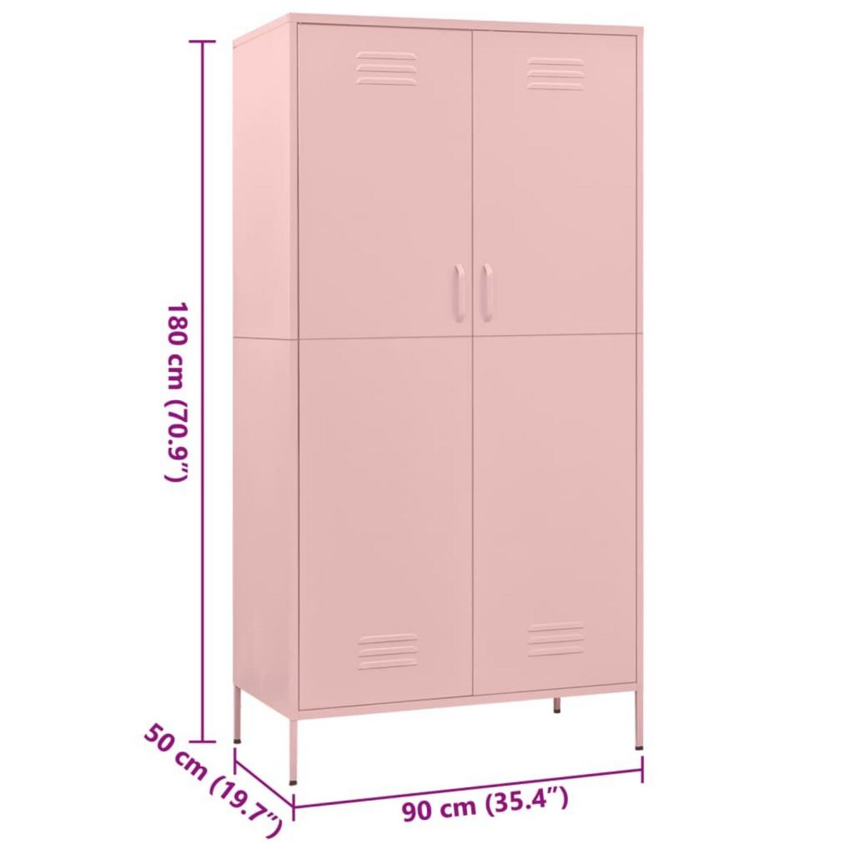 VIDAXL Garde-robe Rose 90x50x180 cm Acier