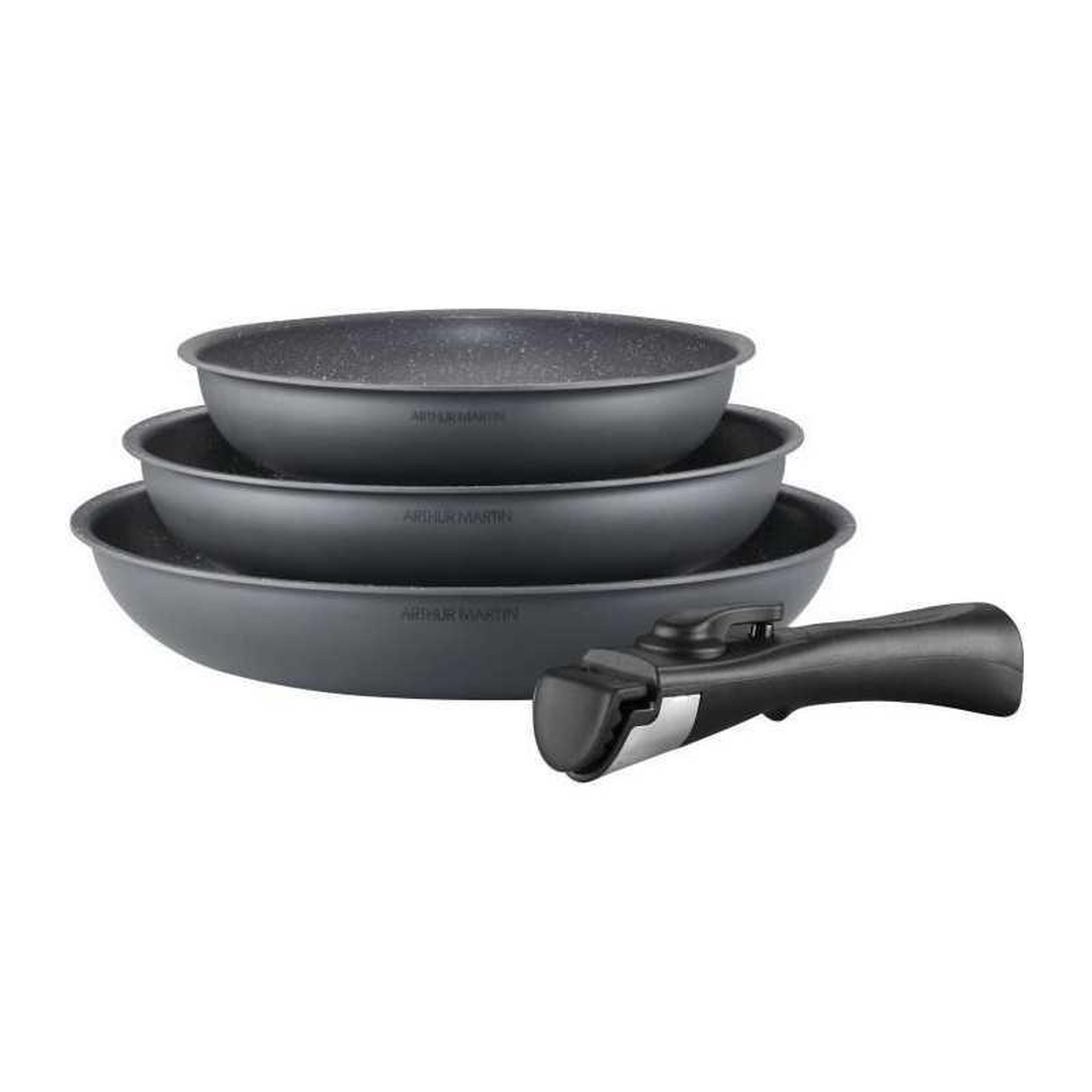 Arthur Martin Arthur martin am521gm - set de 3 poêles antiadhésives gris mat avec poignée amovible