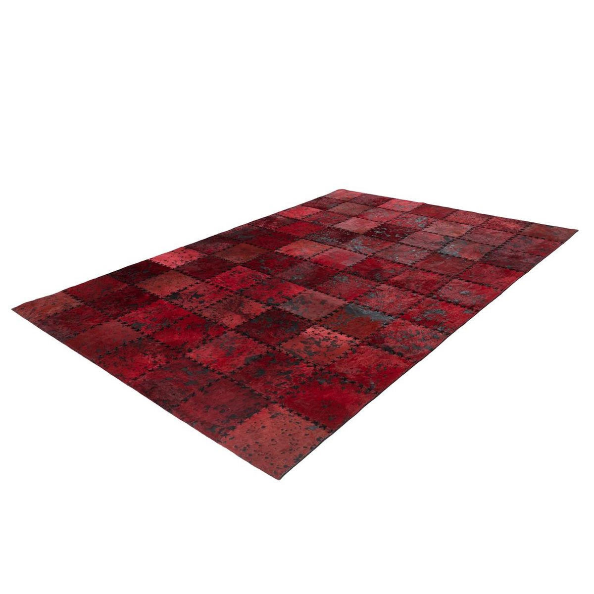 Paris Prix Tapis Patchwork en Cuir Fait Main  Voila  Rouge