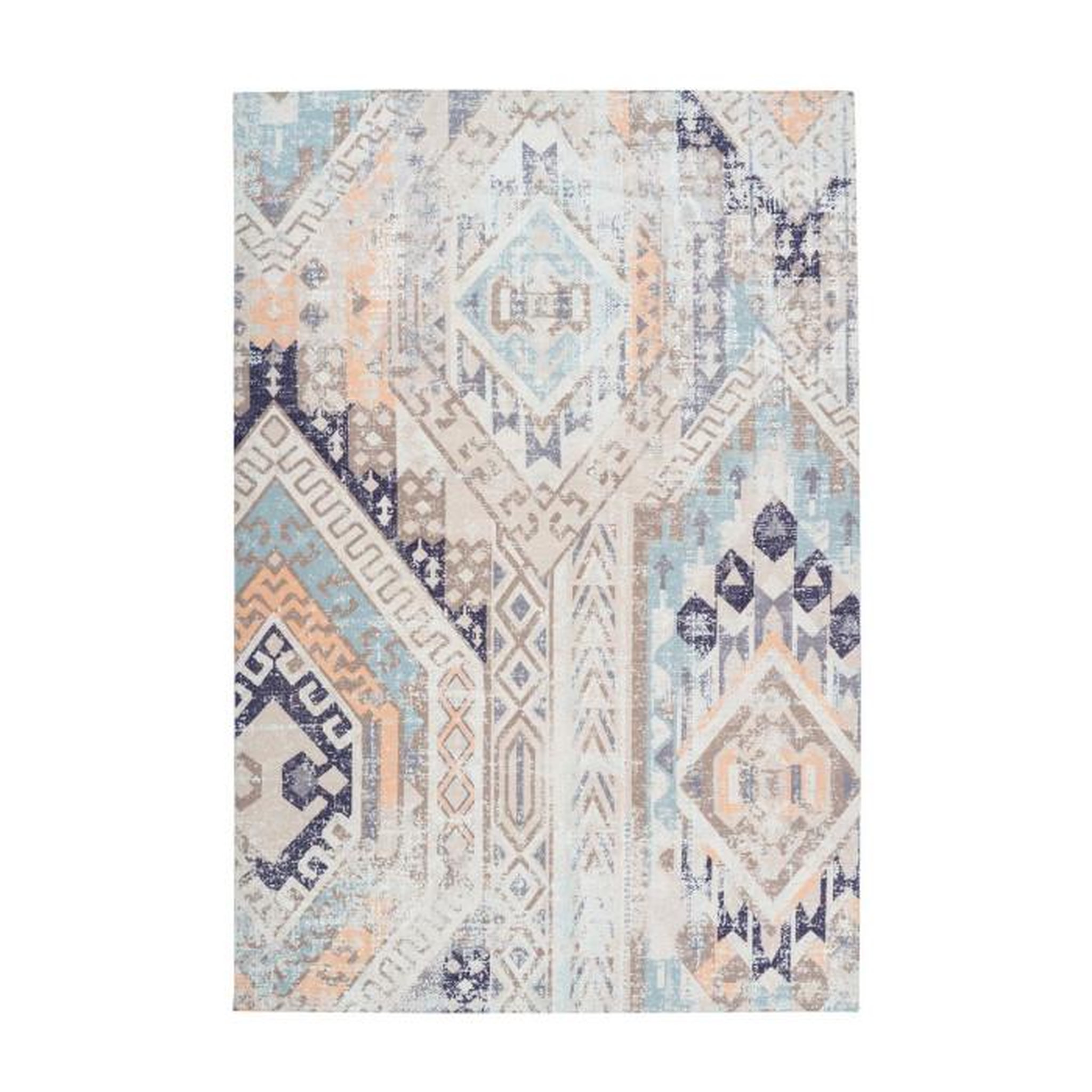 Paris Prix Tapis Ethnique à Poils Courts  Indiana II  Bleu. Coloris disponibles : Bleu