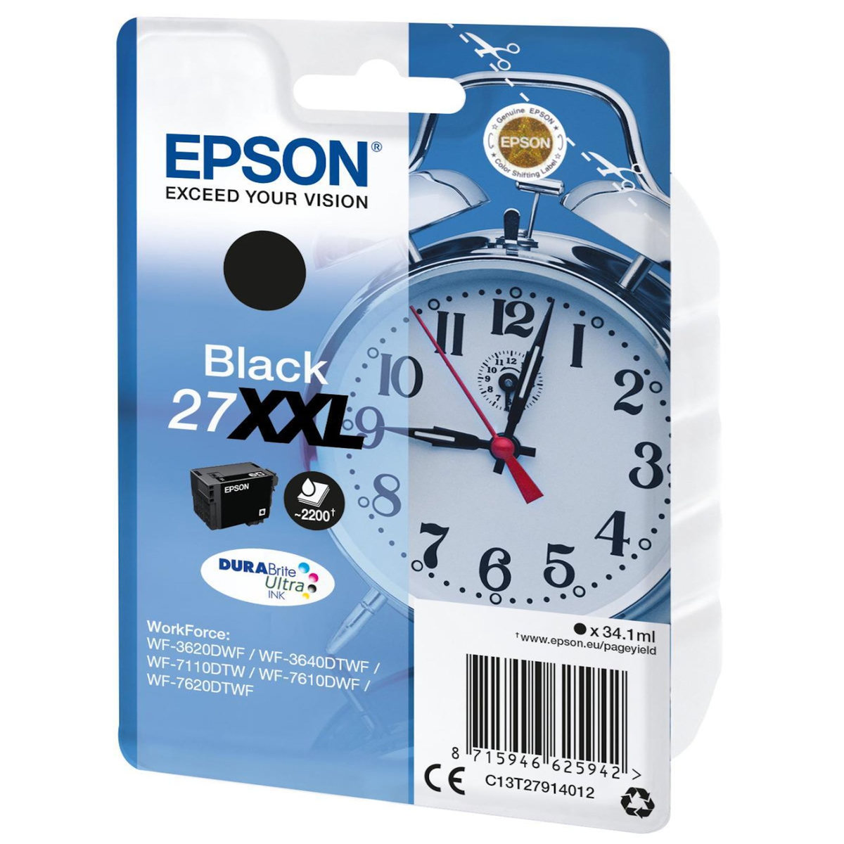 Epson Cartouche d'encre Originale T2791 XXL Haute Capacité Noire Série Réveil - C13T27914010