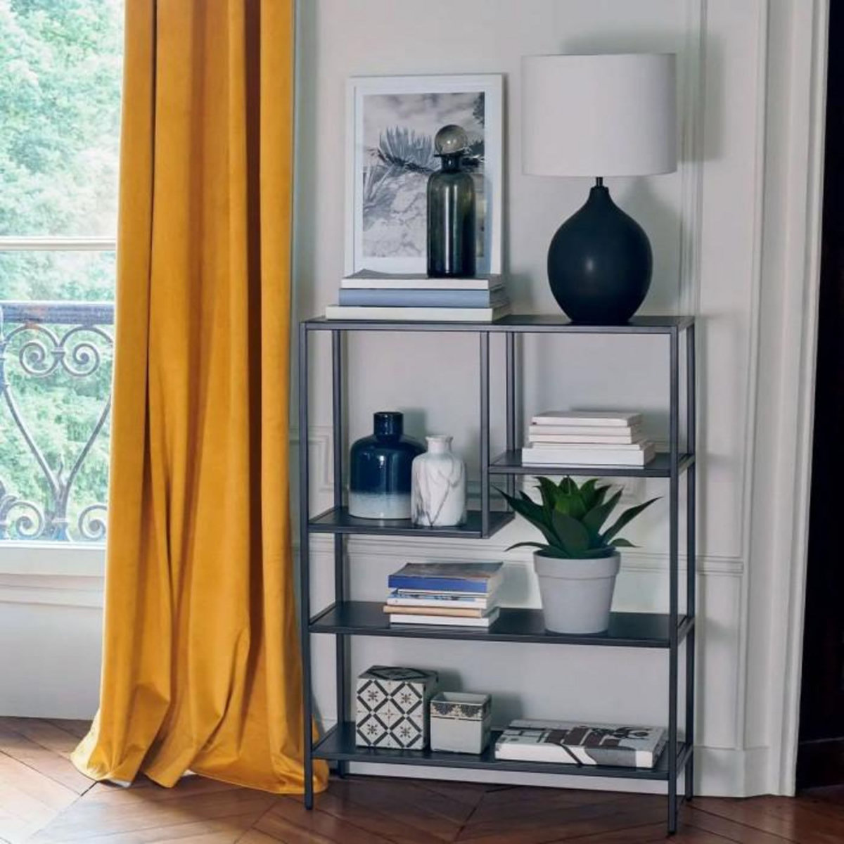 ATMOSPHERA Étagère Bibliothèque 4 Niveaux  Gota  100cm Noir