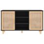 Voir la diapositive 4 : VIDAXL Buffet Noir 105x30x60 cm Bois de pin massif et rotin naturel