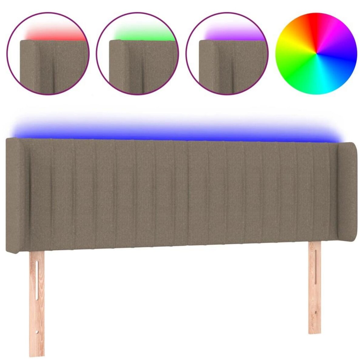 VIDAXL Tete de lit a LED Taupe 147x16x78/88 cm Tissu