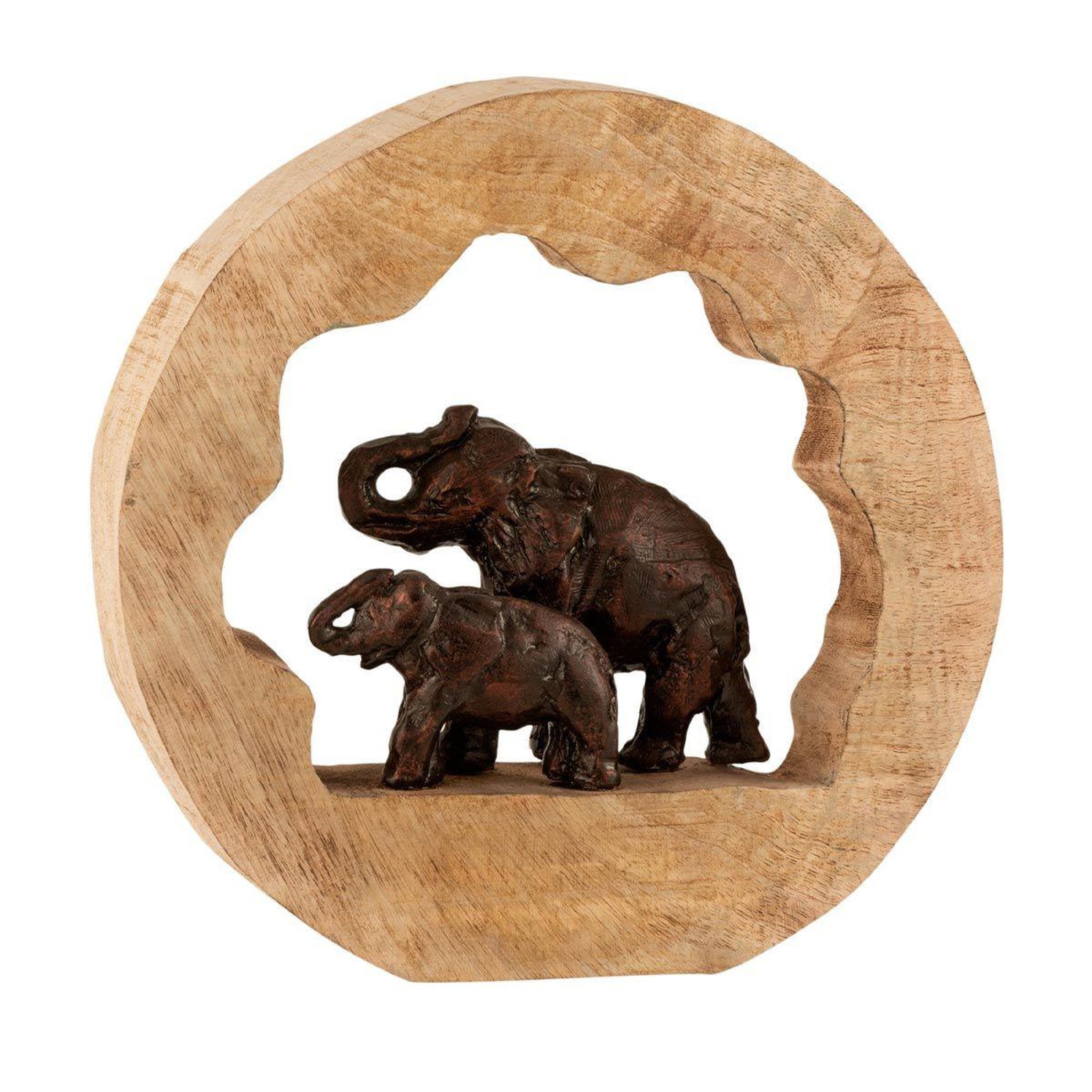 J-LINE Éléphant avec enfant déco  kenya  30cm bronze