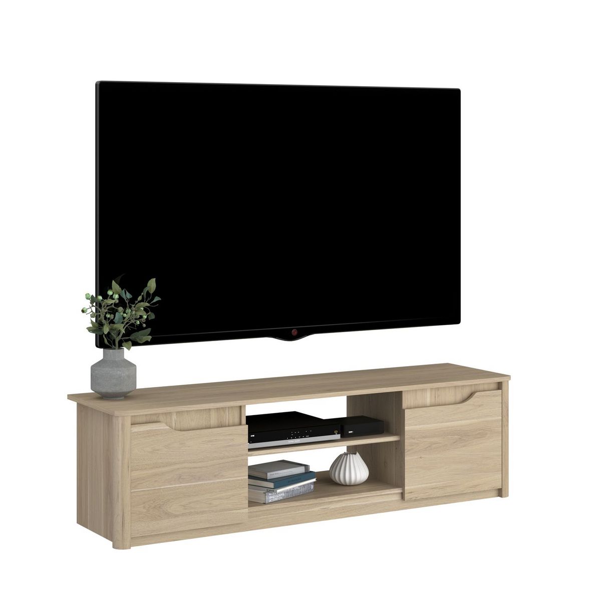 Meuble TV 2 portes 2 niches L150 cm MARGOT