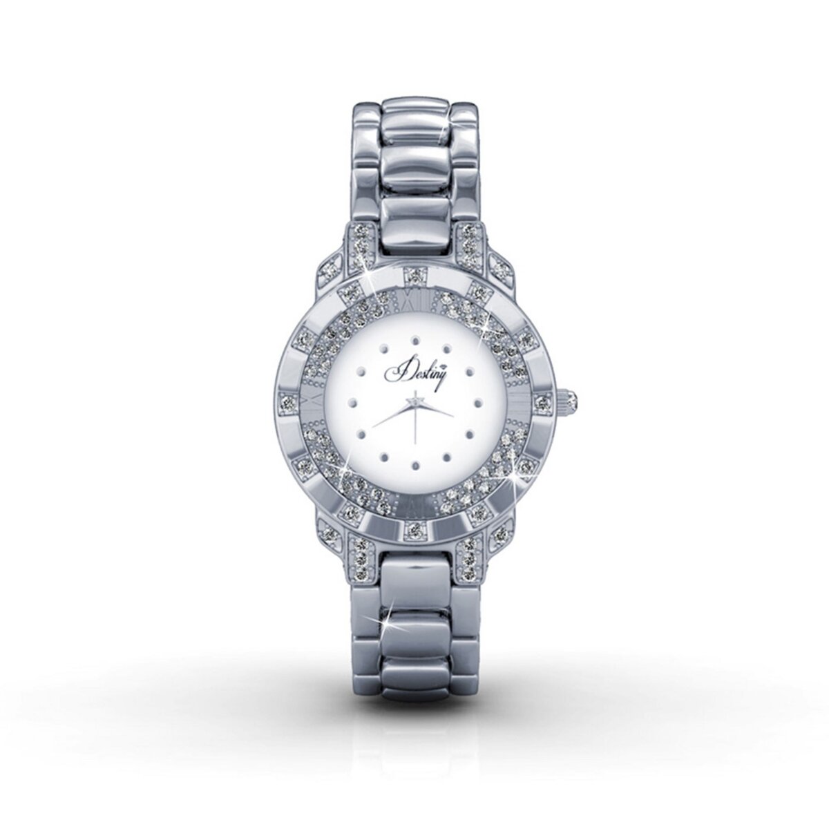 BLUE PEARLS Montre Blanche en Acier orn de cristaux de Swarovski