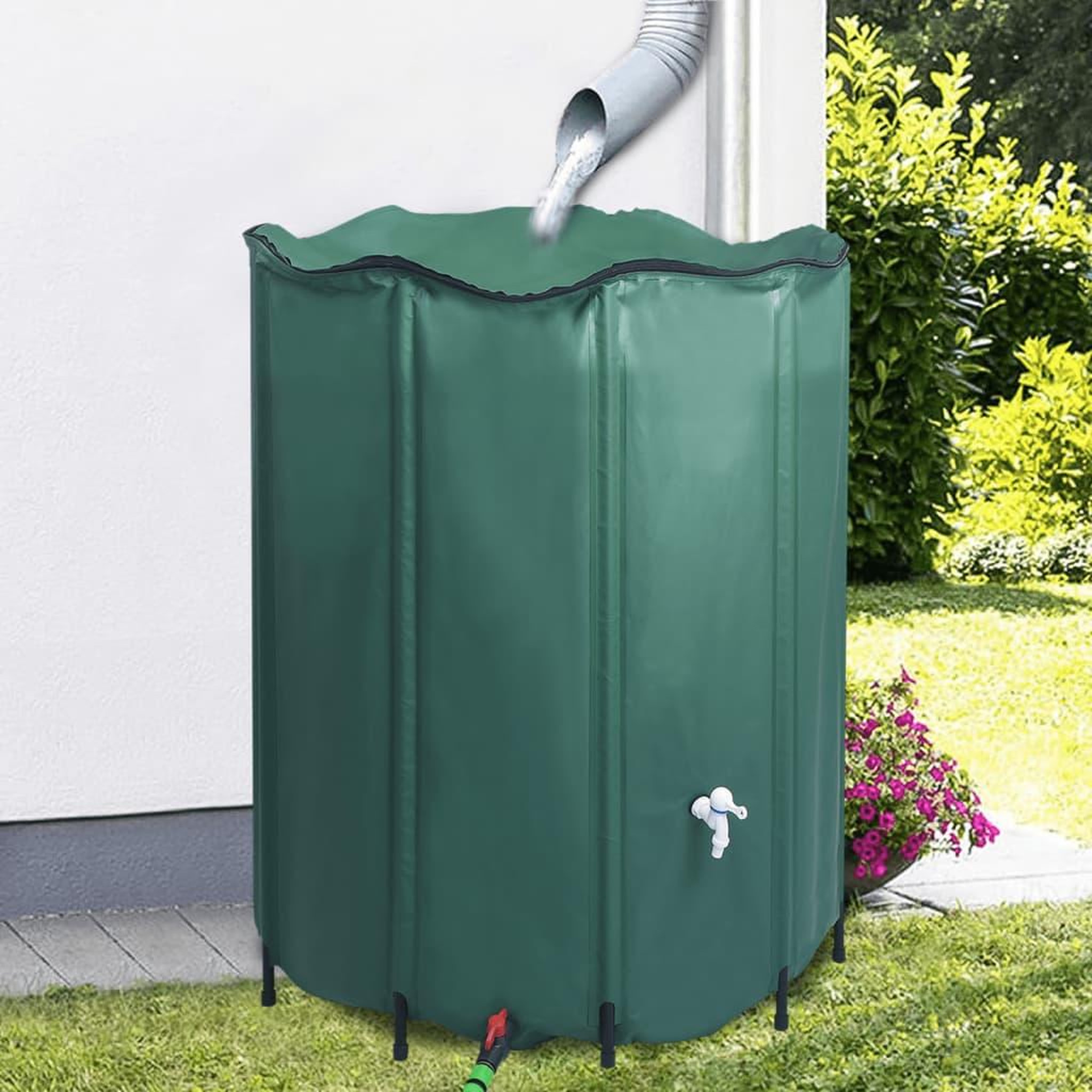 Voir la diapositive 1 : VIDAXL Reservoir pliable d'eau de pluie avec robinet 1000 L