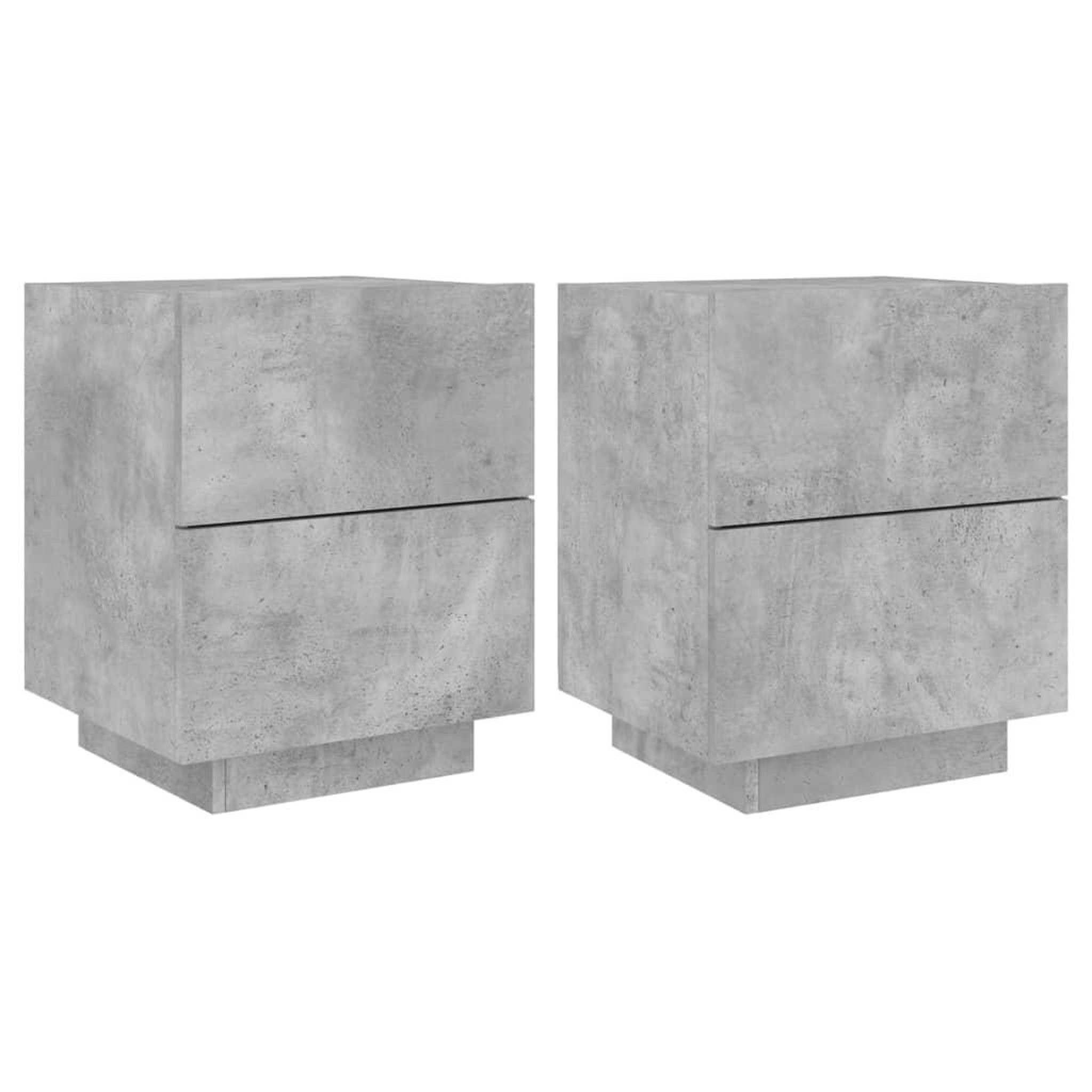 Voir la diapositive 2 : VIDAXL Armoires de chevet et lumieres LED 2 pcs gris beton