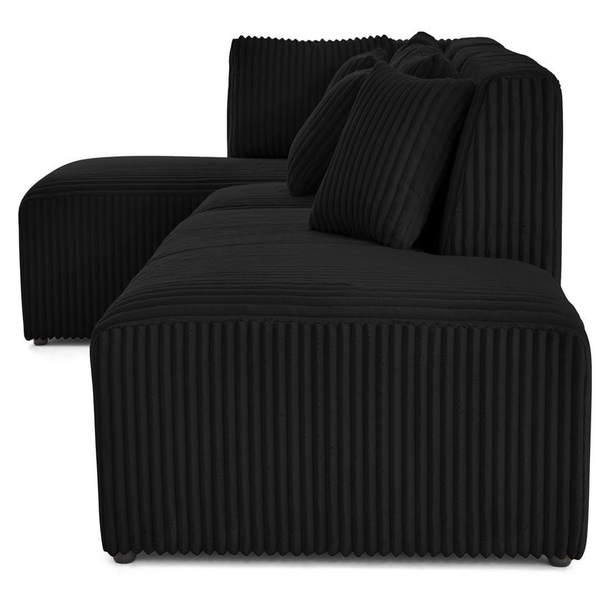 Voir la diapositive 3 : LISA DESIGN Victoire - canapé modulable d'angle gauche 5 places en velours côtelé grosses côtes