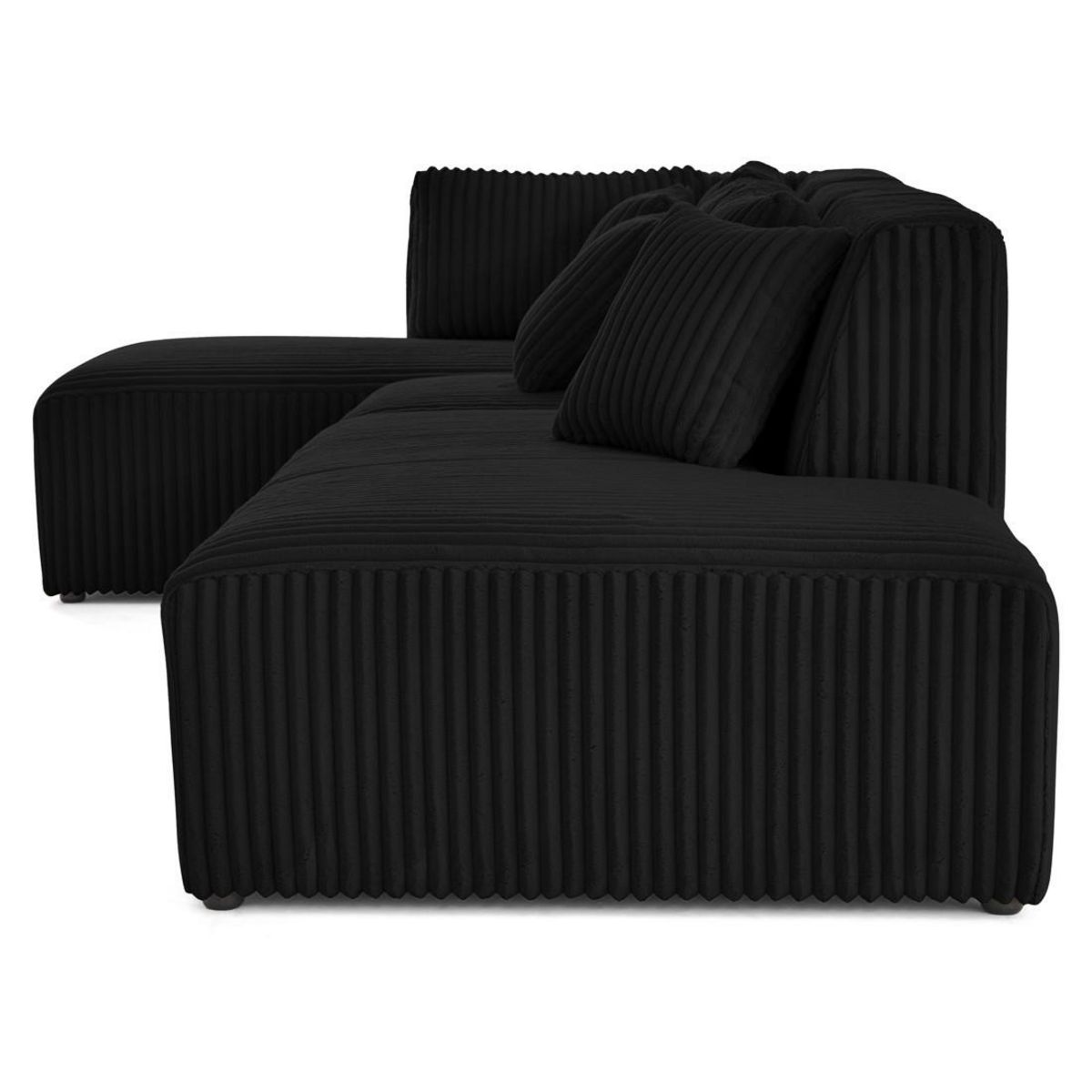 LISA DESIGN Victoire - canapé modulable d'angle gauche 5 places en velours côtelé grosses côtes