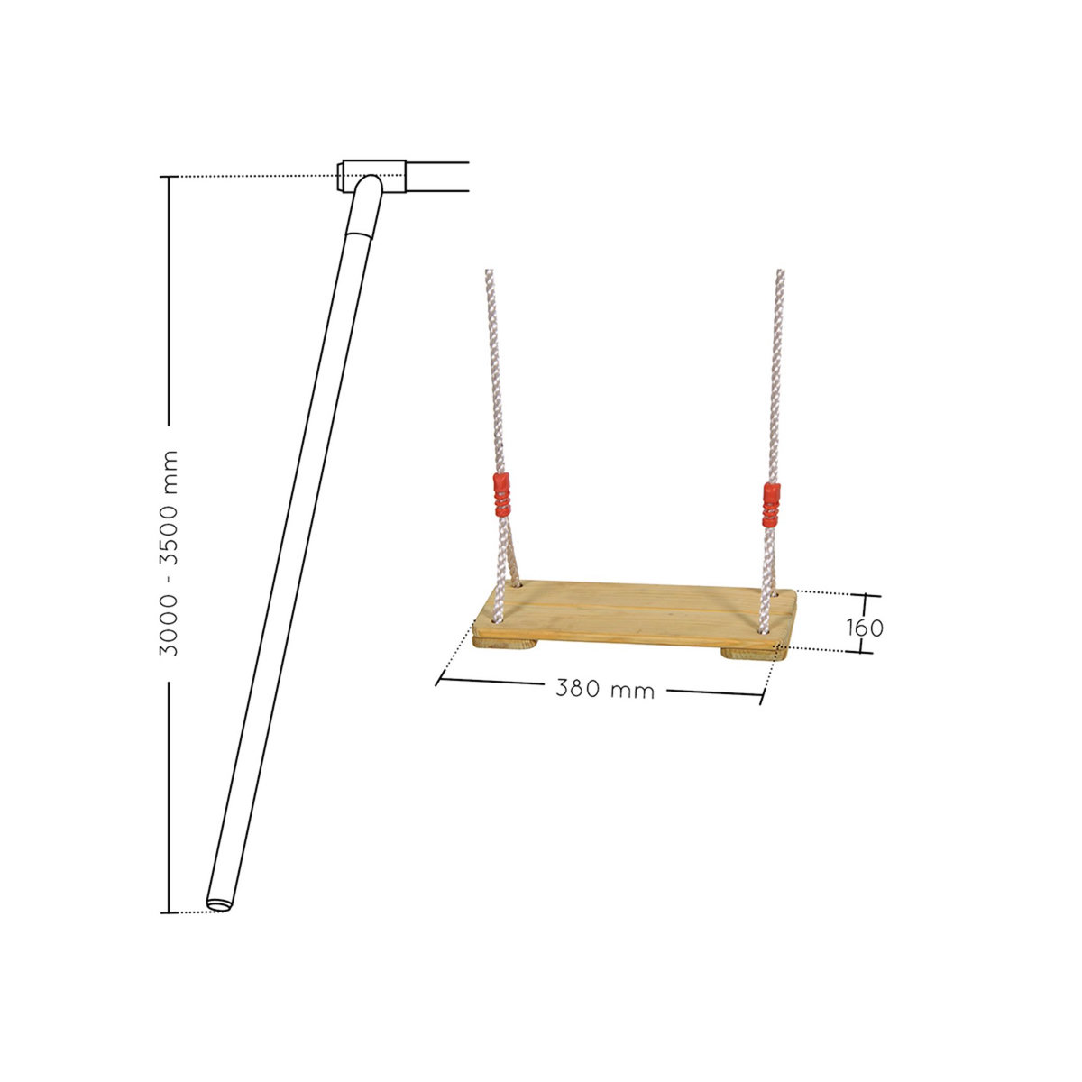 SOULET Balançoire en bois réglable pour portique de 3,00 à 3,50 m - Soulet