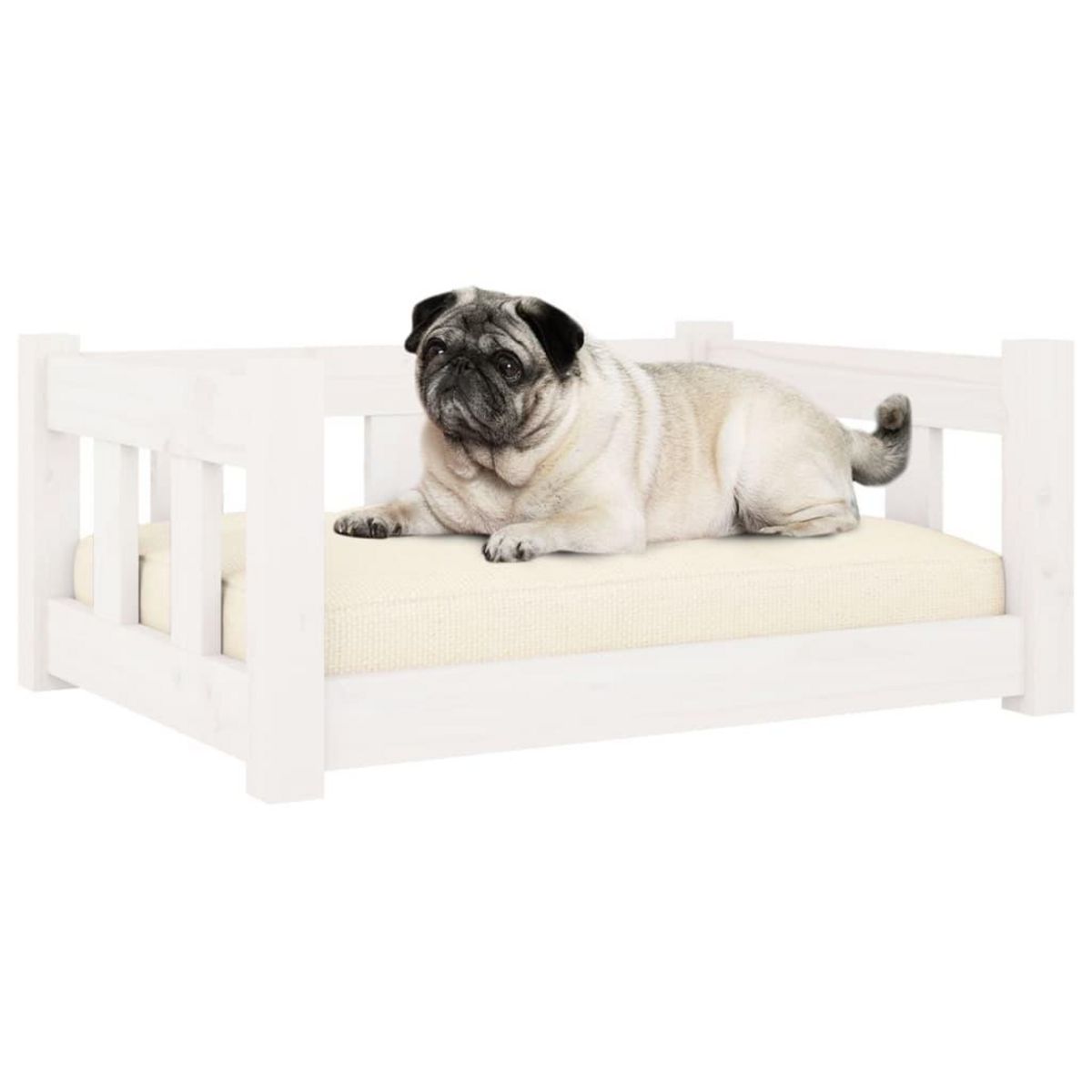VIDAXL Lit pour chien Blanc 65,5x50,5x28 cm Bois de pin solide