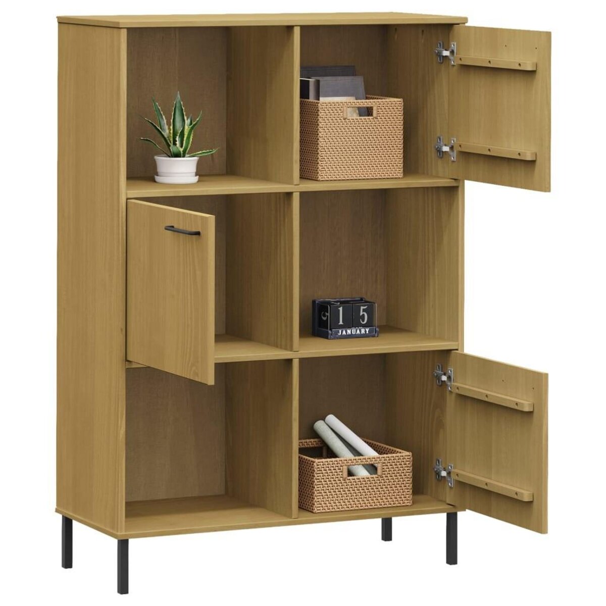 VIDAXL Bibliotheque avec pieds en metal Marron 90x35x128,5cm Bois OSLO