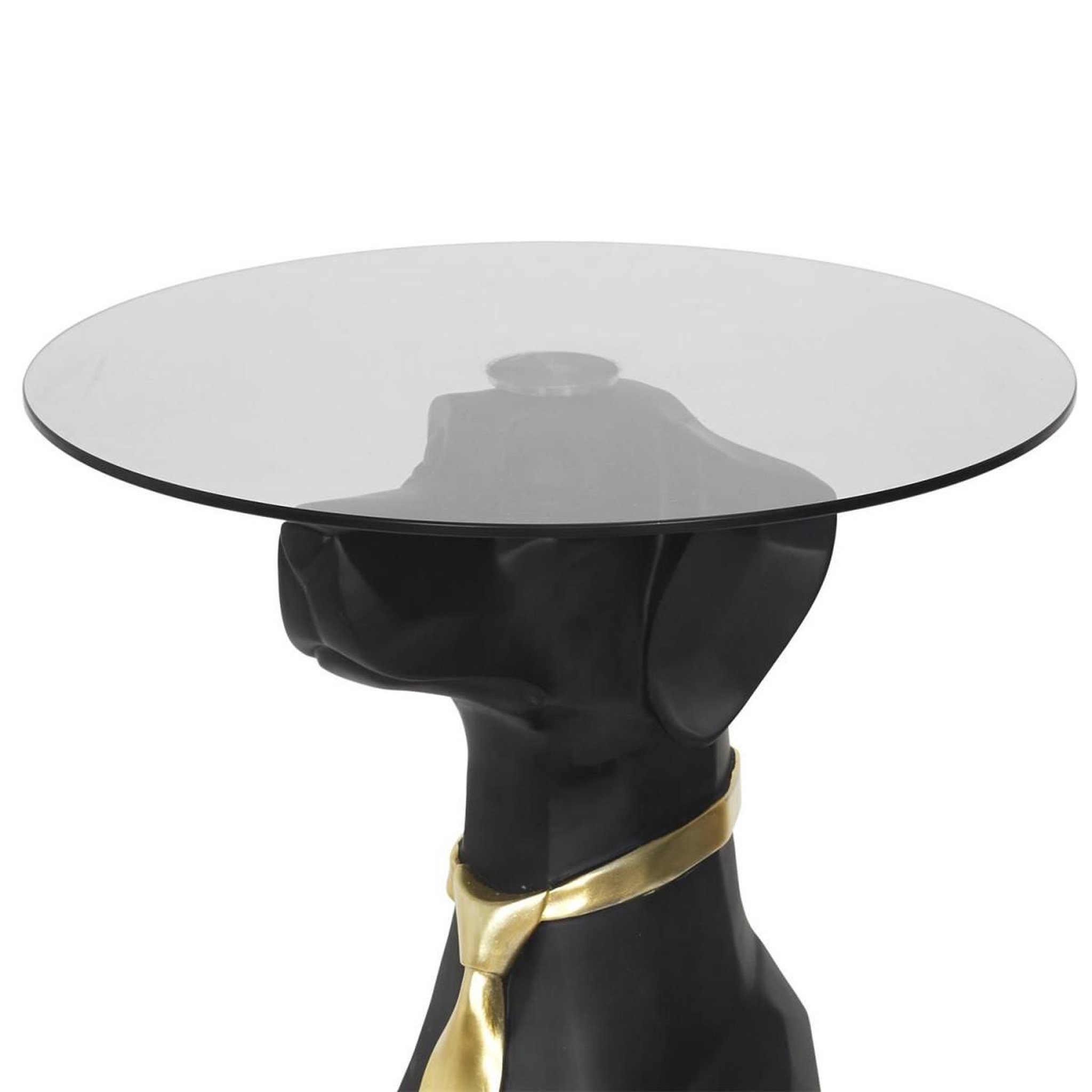 Voir la diapositive 3 : The Home Deco Factory Table d'appoint déco  chien assis  66cm noir & or
