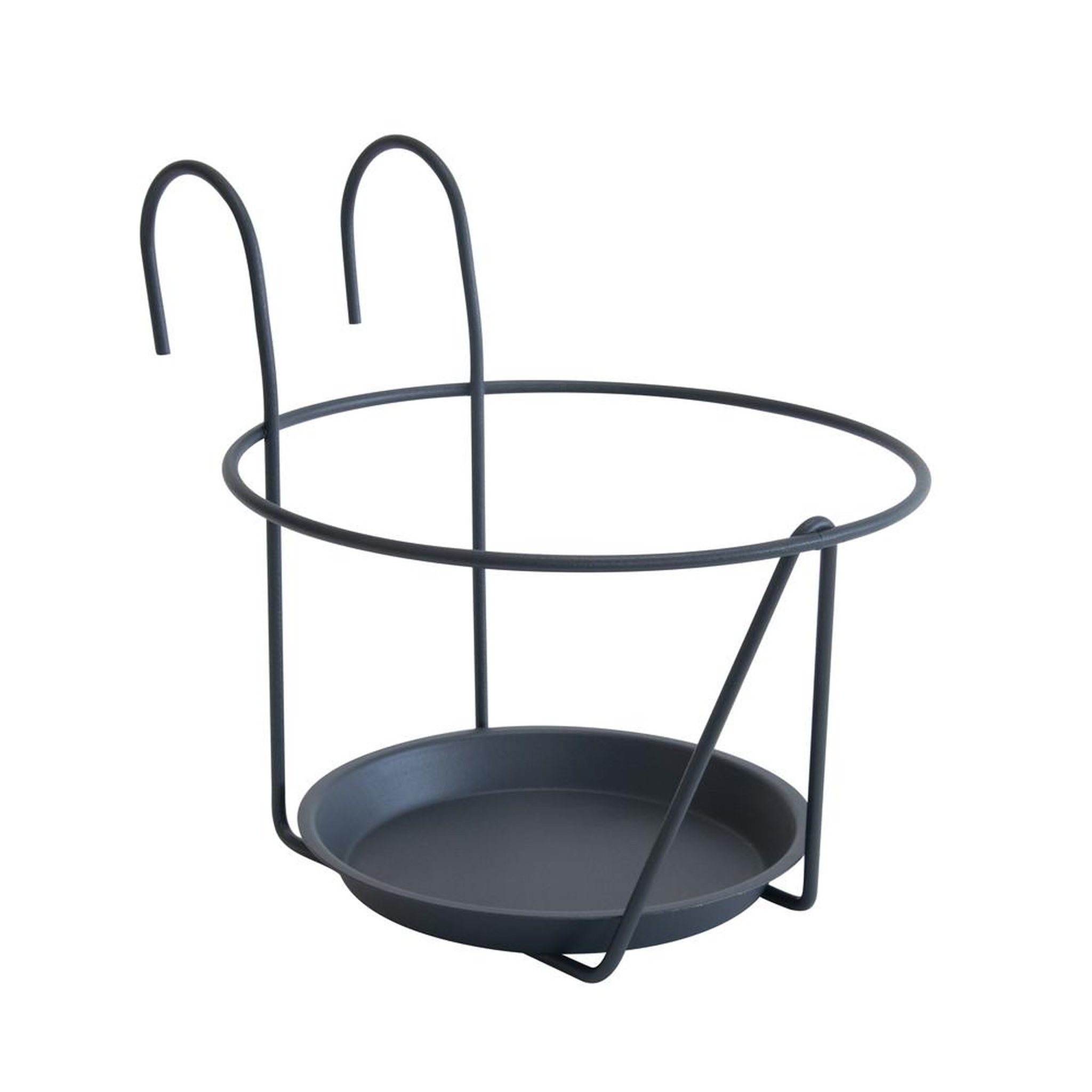 CENTRALE BRICO Porte pot soucoupe crochet anthracite - 20-22 cm - acier époxy