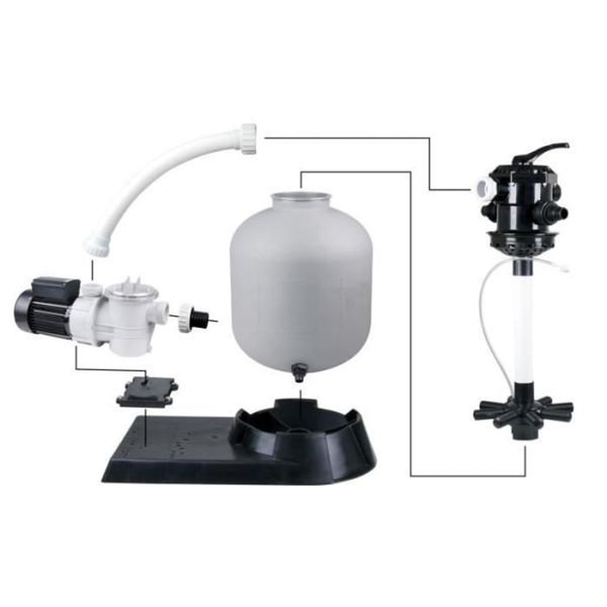 Voir la diapositive 4 : Ubbink Kit de filtration a sable Ubbink pour piscine - Poolfilterset 400 - Débit max 6m3/h - Garantie 2 ans