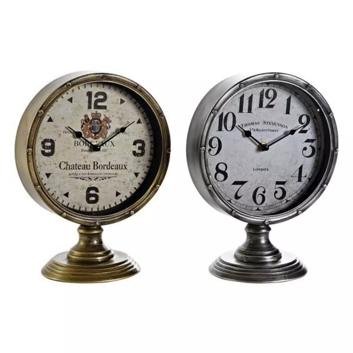 MARKET24 Horloge de table DKD Home Decor Verre Argenté Doré Métal (20,5 x 13,5 x 28 cm) (2 Unités)