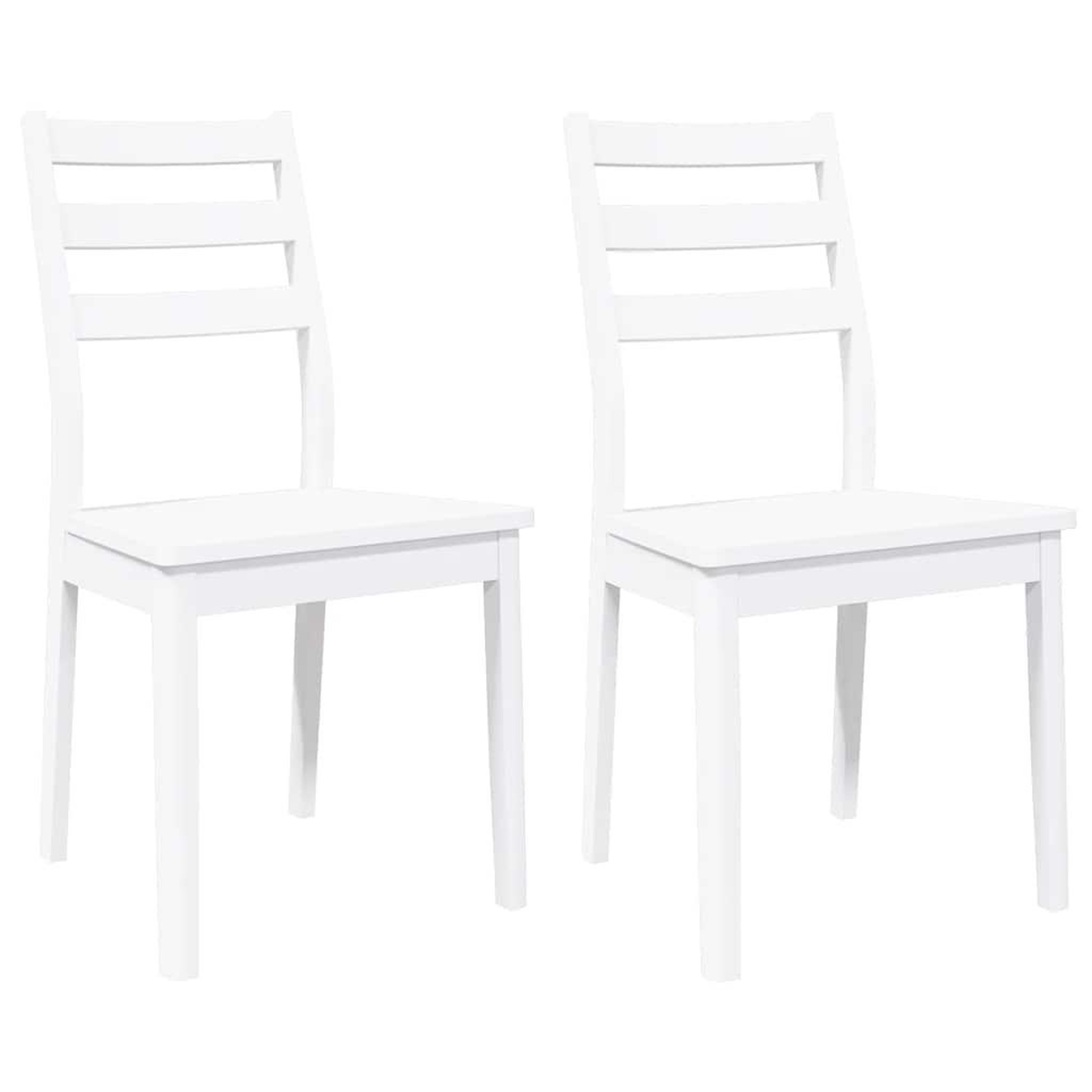 Voir la diapositive 2 : VIDAXL Chaises a manger 2 pcs blanc bois massif caoutchouc