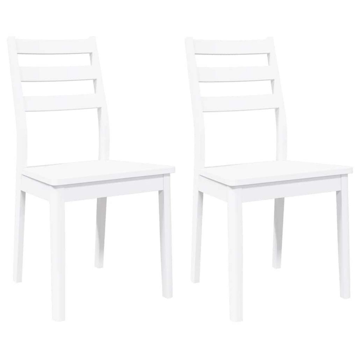 VIDAXL Chaises a manger 2 pcs blanc bois massif caoutchouc
