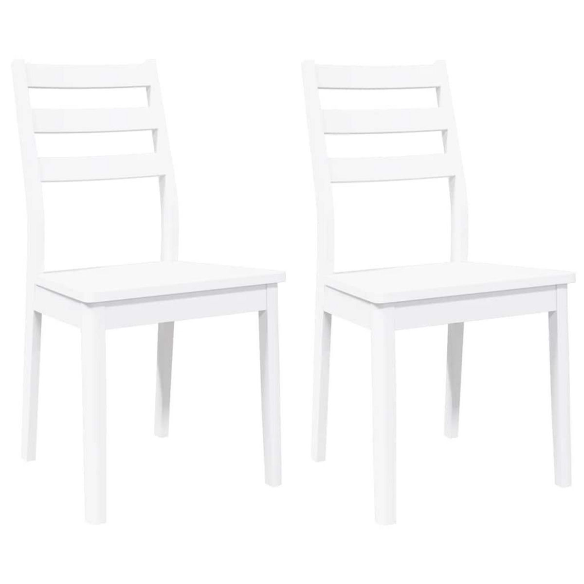 VIDAXL Chaises a manger 2 pcs blanc bois massif caoutchouc
