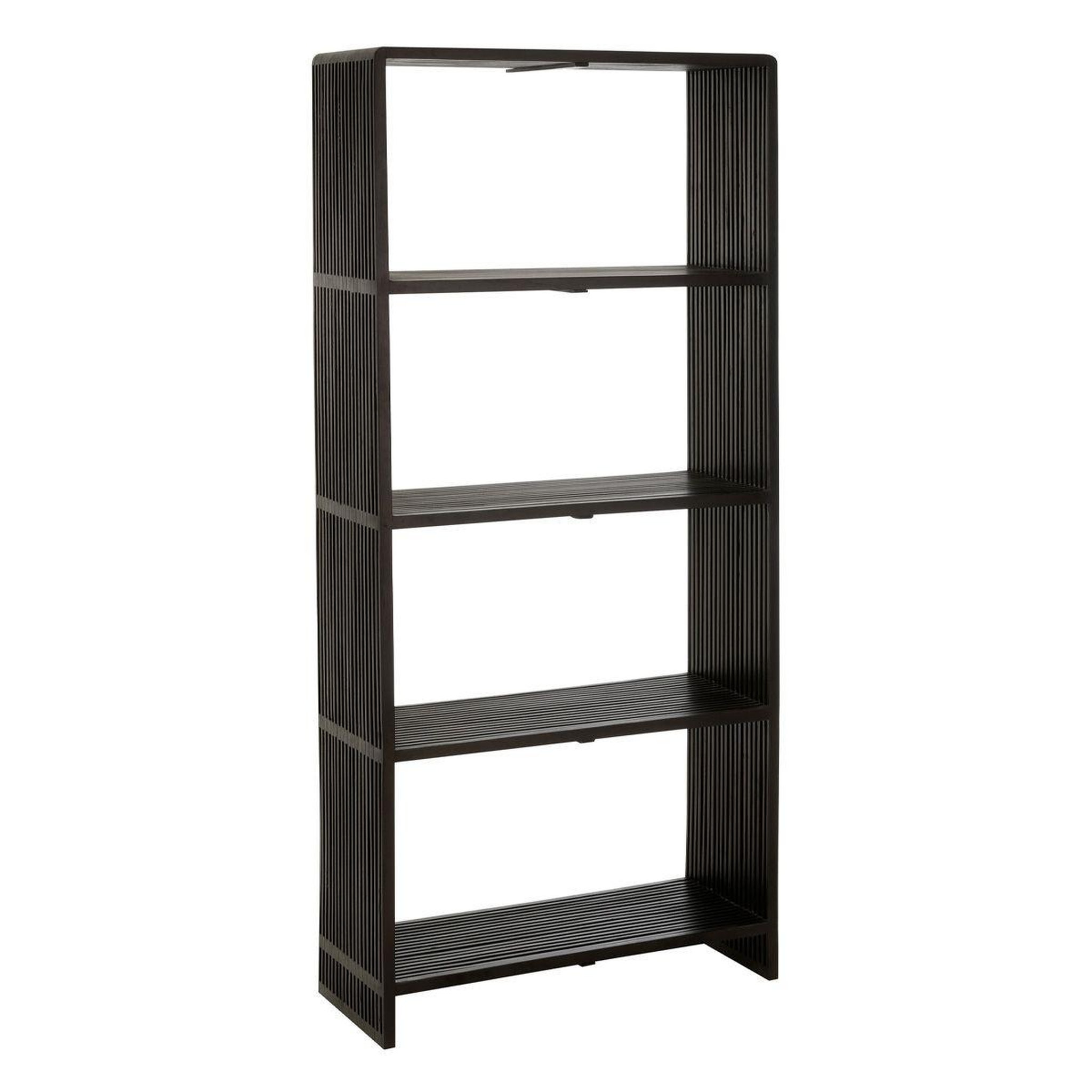 J-LINE Bibliothèque 4 Niveaux en Bois  Teck  190cm Noir