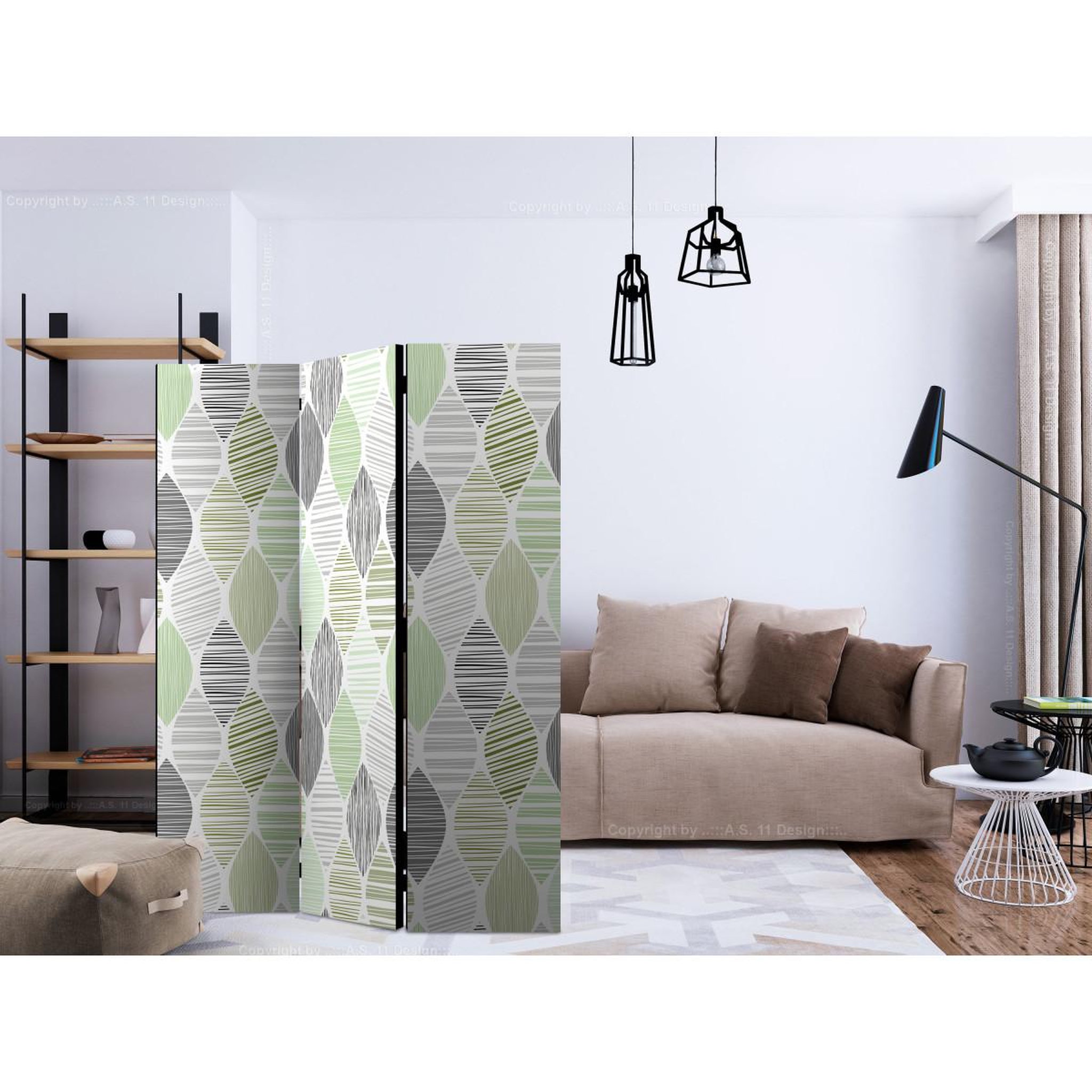 Voir la diapositive 2 : Paris Prix Paravent 3 volets  green tears  135x172cm