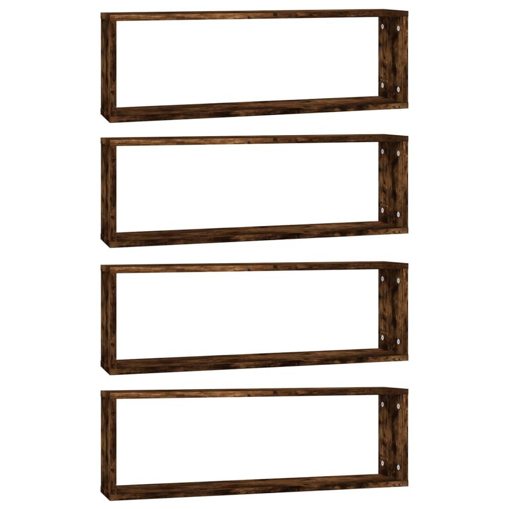 Voir la diapositive 2 : VIDAXL Etageres murales cubiques 4 pcs Chene fume 80x15x26,5 cm