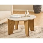 LISA DESIGN Noeva - table basse - pieds en chêne - plateau effet travertin - 80 cm. Coloris disponibles : Marron